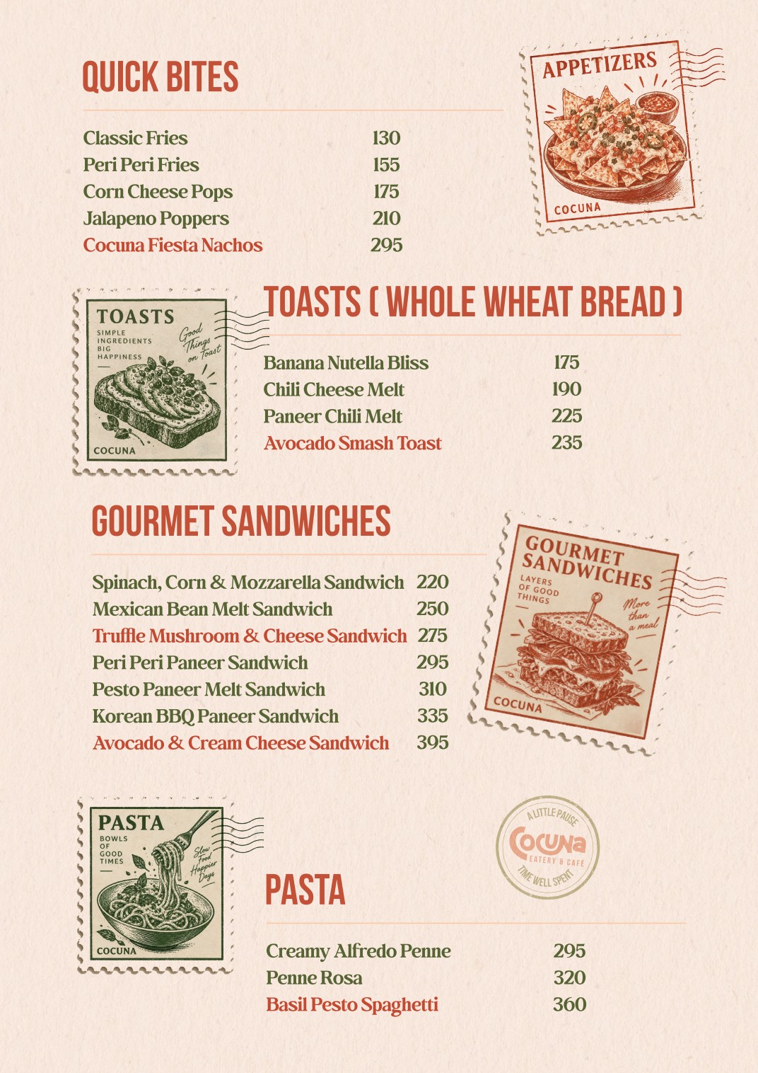 Cocuna menu, page 3 of 4