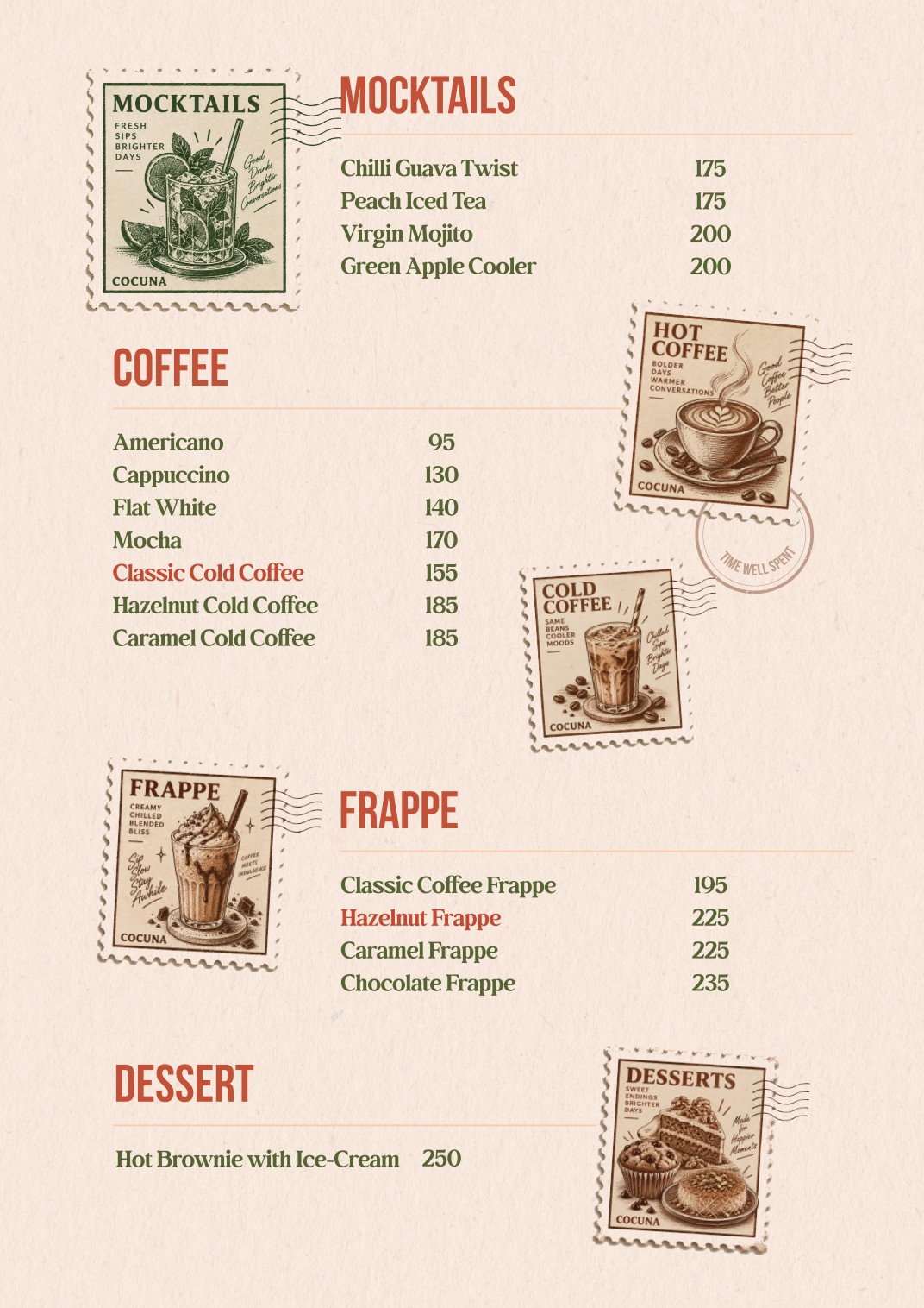 Cocuna menu, page 4 of 4